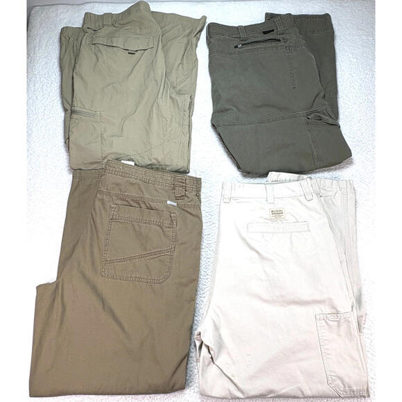 Columbia & Wrangler Men's size 42 Lot of 4 Cargo Hiking Pants Mixed Colors - Picture 1 of 15